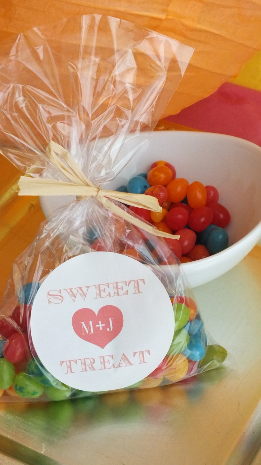Personalized Treat Bag Wedding Stickers - Sweet Treats - Favors, Buffets, Packaging