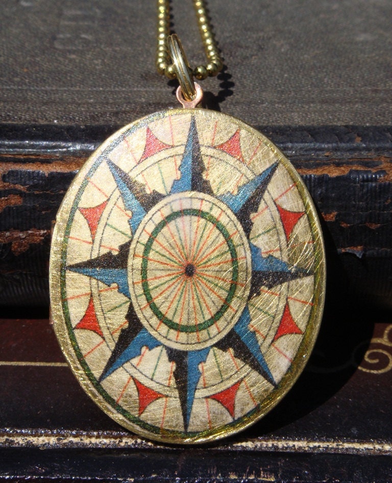 The Adventurers Compass Rose Brass Locket