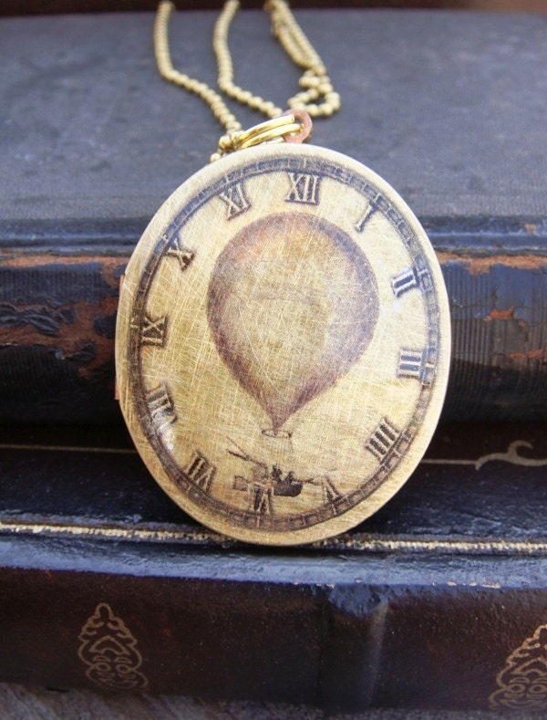 Dirigible Dangler Hot Air Balloon Brass Locket