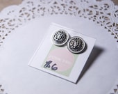 Silver Anchor Button Earrings