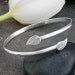Sterling Silver Bangle Bracelet with Leaf Accents