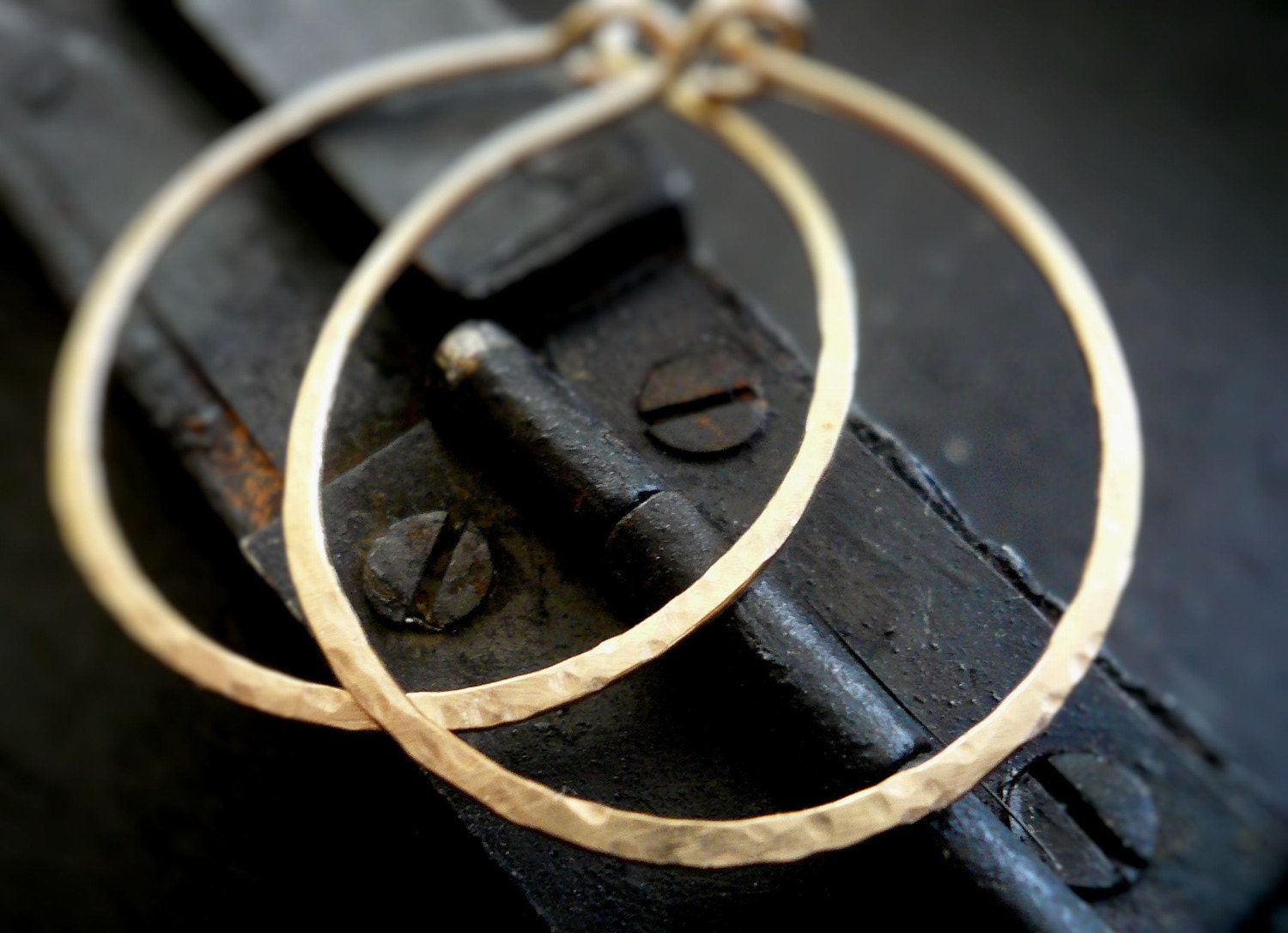 Mangly Hoops in Gold - Handmade. Hammered. 14k goldfill hoops