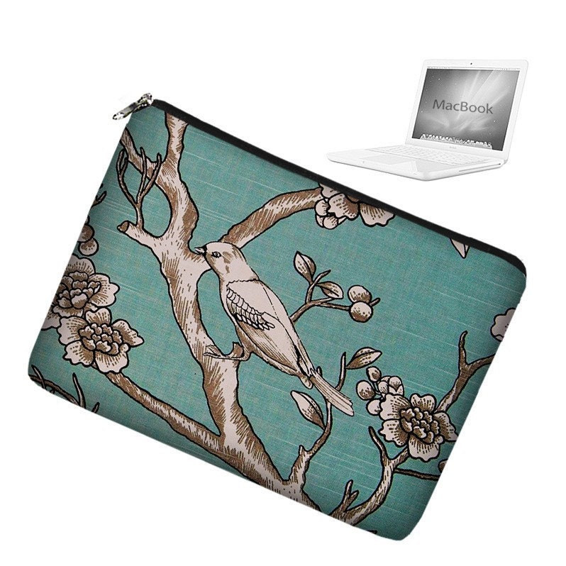 SALE Laptop Sleeve 13 inch MacBook Case Apple MacBook Pro 13 Case zipper padded - Bird on Branch Blue (RTS)