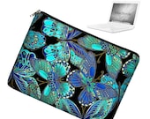 13 inch Laptop Sleeve MacBook Case Apple MacBook Pro 13 Case zipper padded - Butterfly blue green purple