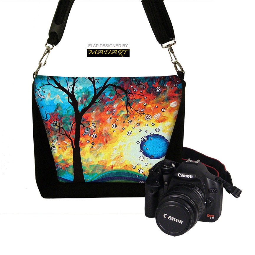 SALE Digital Slr Camera Bag DSLR Camera Bag Purse Zipper Padded  - Deluxe Aqua Burn MadArt (RTS)