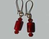 Orange with Gold accents dangle earrings