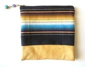 Leather Serape  pouch clutch in black and gold