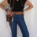 1970s high waisted vintage denim jeans by Land Lubber bell flare