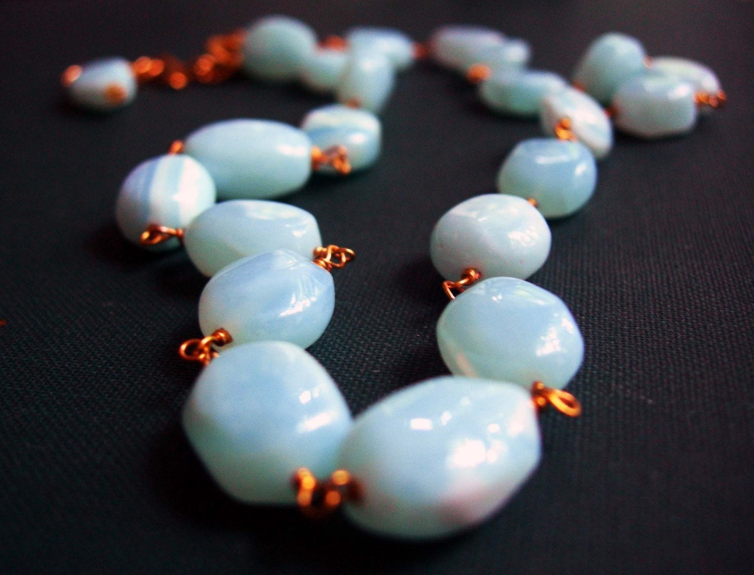 Free Shipping - Chic- Necklace with Blue Opal