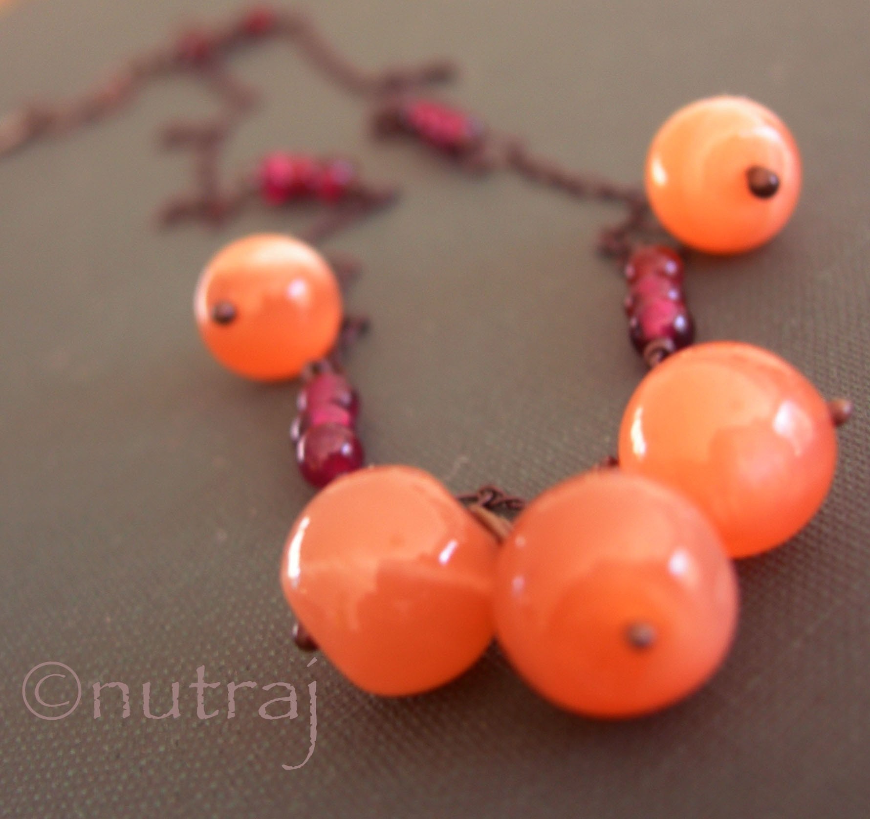 Moonstone and Garnets Gemstone Wire Wrapped Necklace