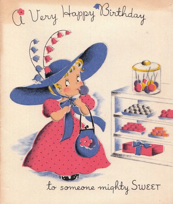 Vintage 1940s A Very Happy Birthday Greetings by poshtottydesignz