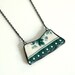 Wide Broken Plate Necklace - Green Transferware - Recycled China