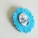 French Brocade Recycled China Brooch - Blue Onion