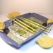Sushi for two - purple serving tray dish with two leaf bowls and two sets of chopsticks in periwinkle purple - spring color - ready to ship