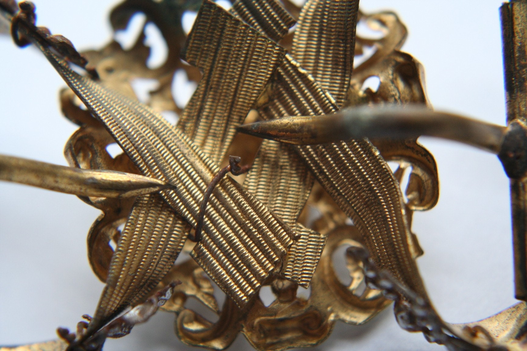 Antique Brass Cut Steel Victorian Style Belt Buckle