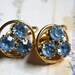 Vintage Light Blue Rhinestone Earrings Clip On