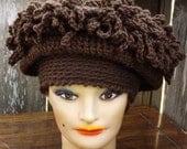 Crochet Hat Women Hat - LINDA Womens Fringe Hat in Brown - Mad Hatter Hat