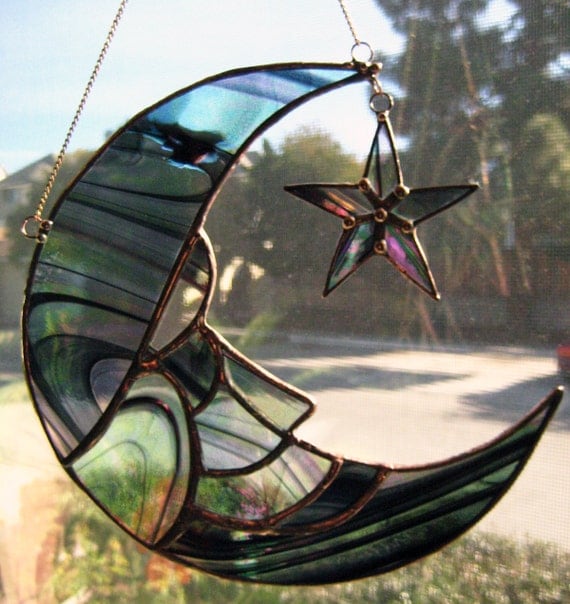 Stained Glass Man in Moon & Star Suncatcher is by