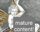 Fornicating Fairies 2 - 12x16 inch print - mature and very rude fairy orgy