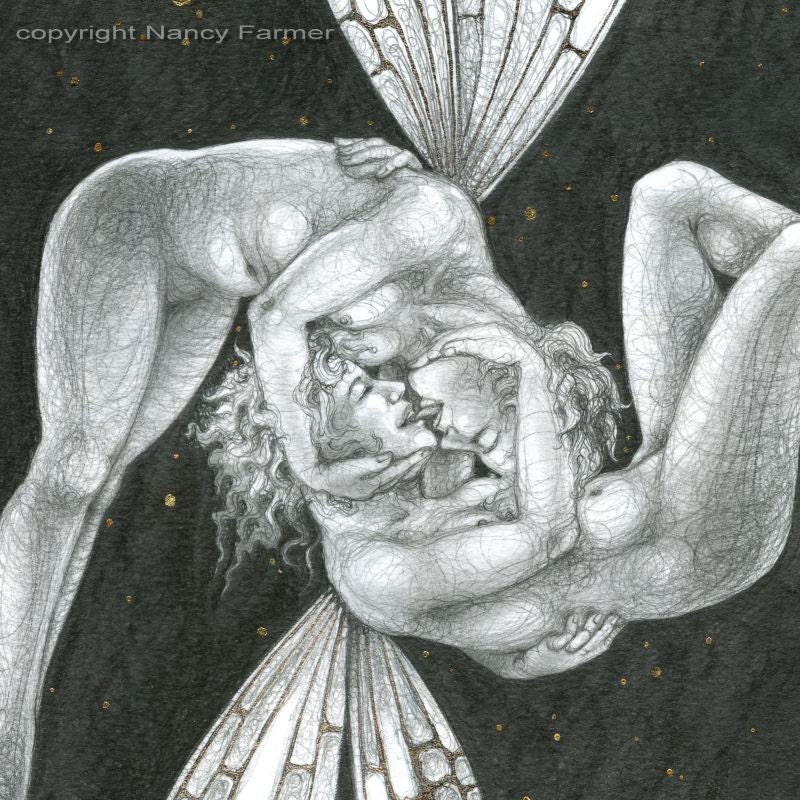 Starlit Kiss - fairy art print - 12 inch square