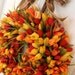 Spring - Fields of Red / Orange / Yellow Tulips - Wreath - Ribbon Bow - Front Door