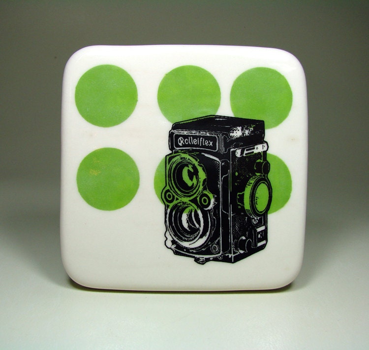 tile of a rolleiflex twin lens camera. Made to Order.