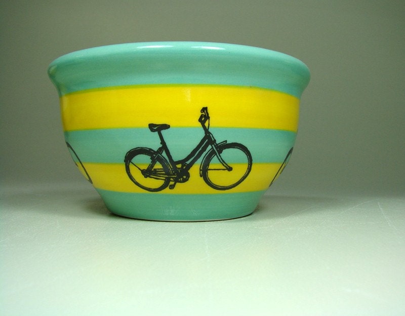 small bowl dutch bike (striped blue green/lemon) - Made to Order