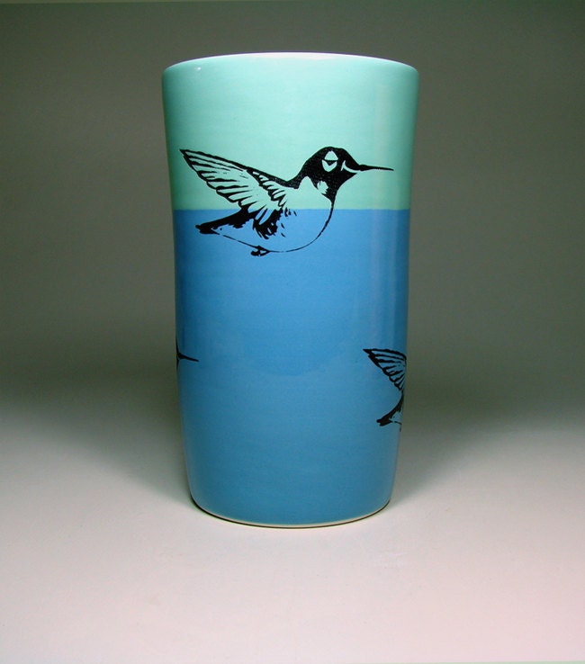 cylinder hummingbird (blue green/dodger blue) - Made to Order
