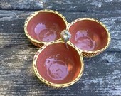 SALE Funky Three Bowl Server Mexican Style red terracotta