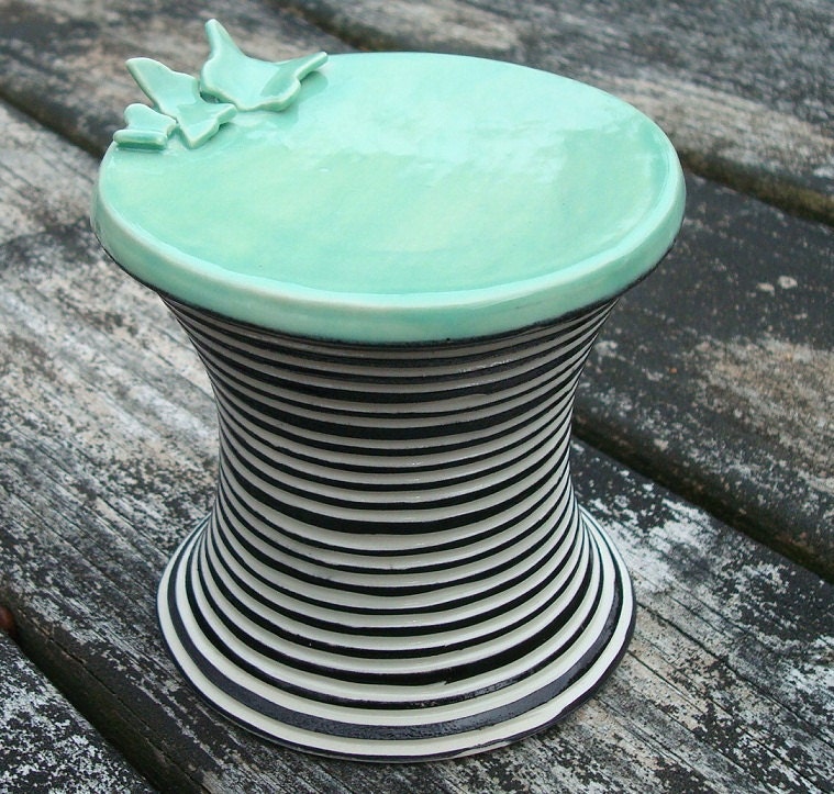 Modern Porcelain Butterfly Cupcake Stand  turquoise black white