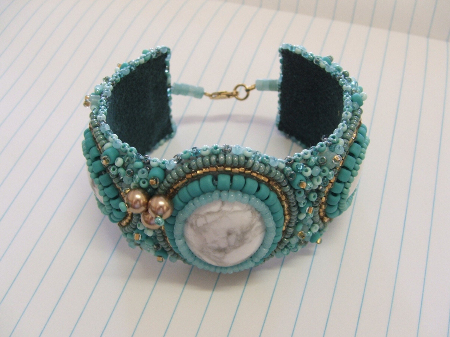 Progressive Sale..... 30% Off.....Okeanos Hand Embroidered Cuff  -LAB3