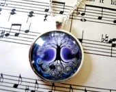 Mandala Intention Amulet - Tree of Life Full Moon Mandala Pendant  - Art Jewelry, Charm, Moon Pendant, Wearable Art, mandala drawing -