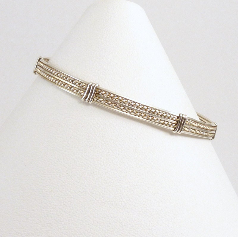 Sterling Silver Bangle Bracelet Small Wrist Wire Wrapped