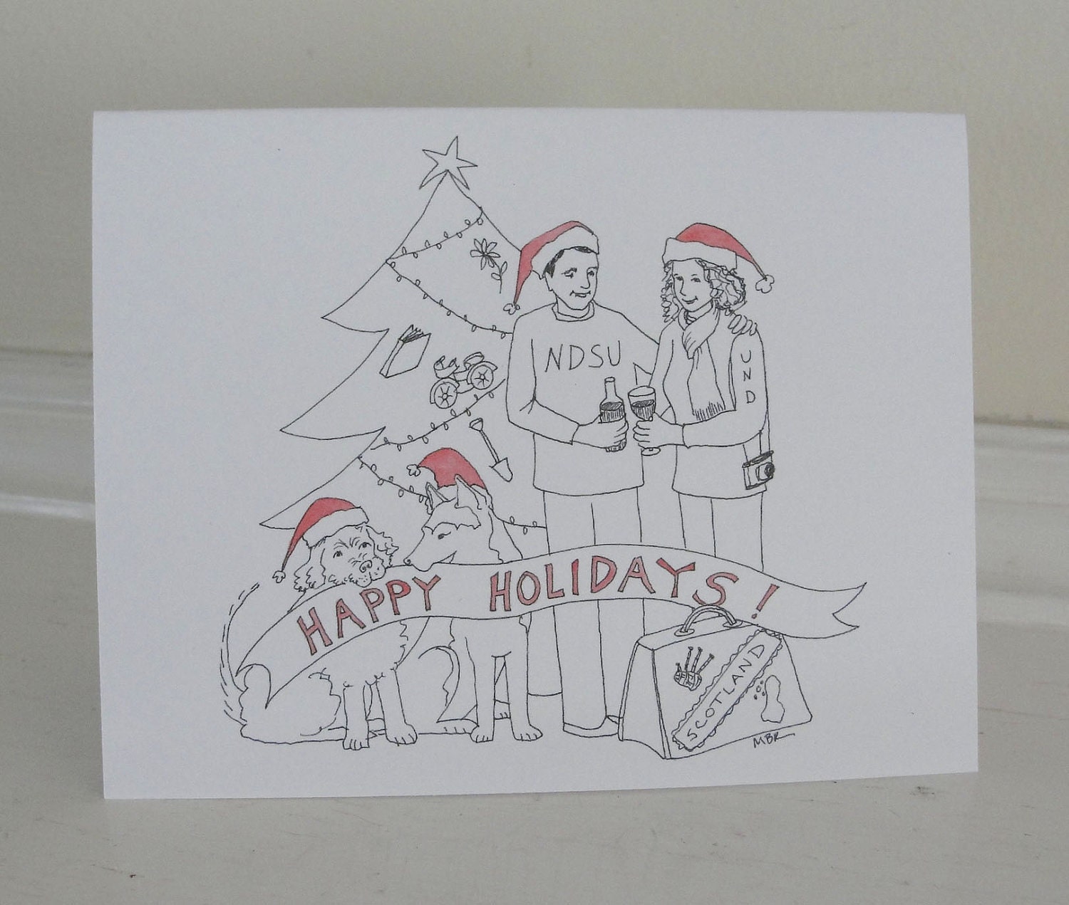 Personalized Custom Family Christmas Cards Holiday Cards Set of 25 with envelopes