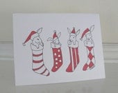 Christmas Cards Bunny Rabbit Cute Holiday Christmas Cards Set of 6