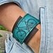 Leather Cuff Wrap Bracelet, Bicycle Print in Brown & Turquoise - SALE - see Shop for Coupon Codes...