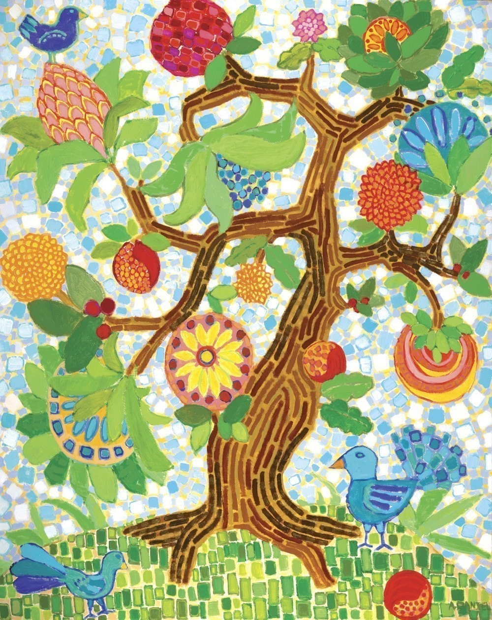 Palampore Tree Giclee Print on Canvas 44 X 36 INCH