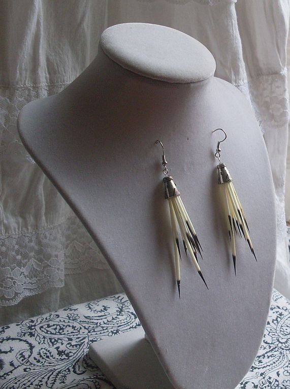 Strange Spooky Porcupine Quill Earrings