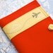 Jet Airplane Passport Cover Embroidered Red Felt