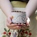 Linen Fabric Basket, Tea Time, Earthtone Stripes with Hand Embroidery