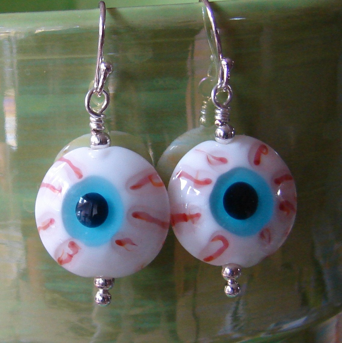 SPRING CLEANING SALE Eyeball handmade lampwork earrings