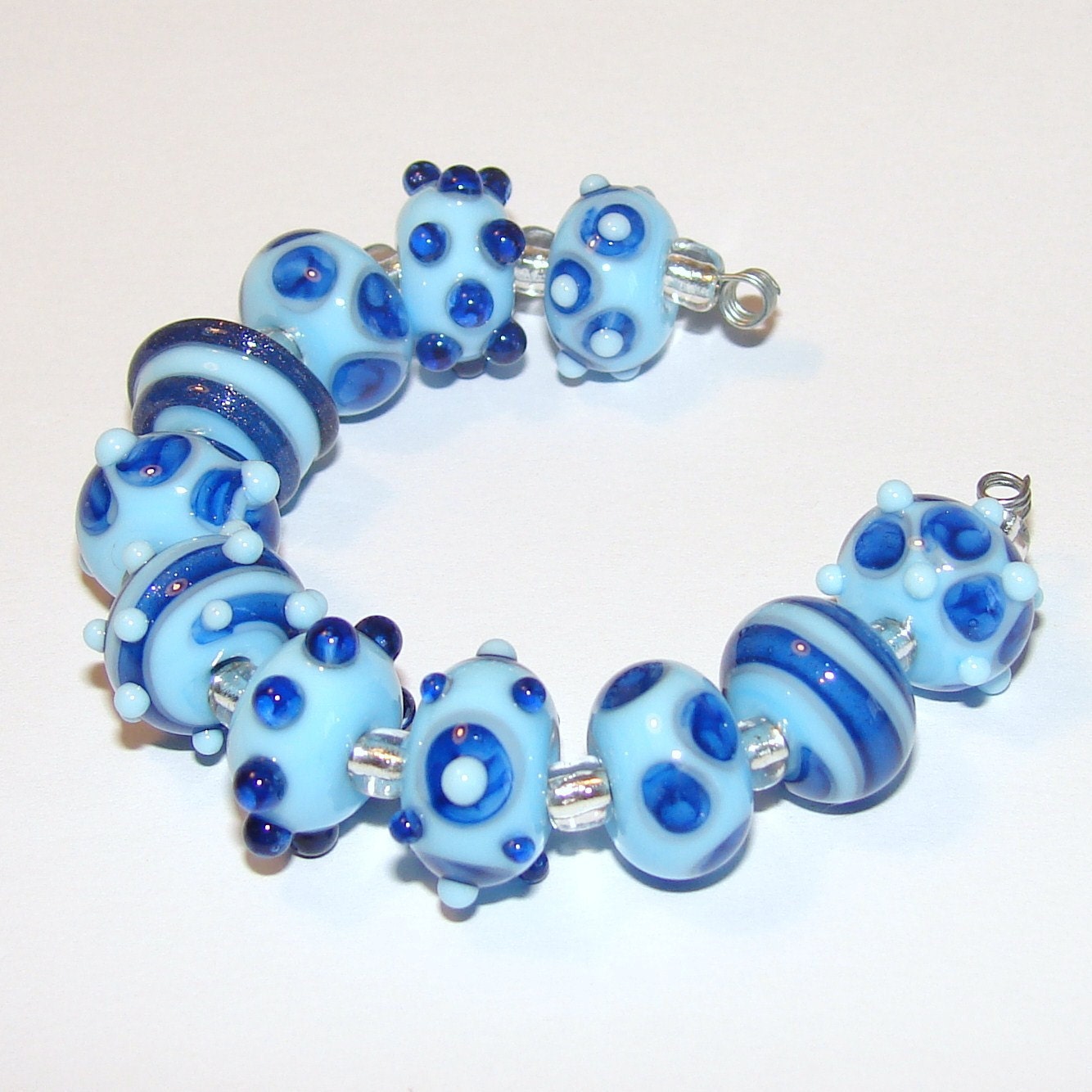 SPRING CLEANING SALE Sparkling Blues handmade lampwork beads