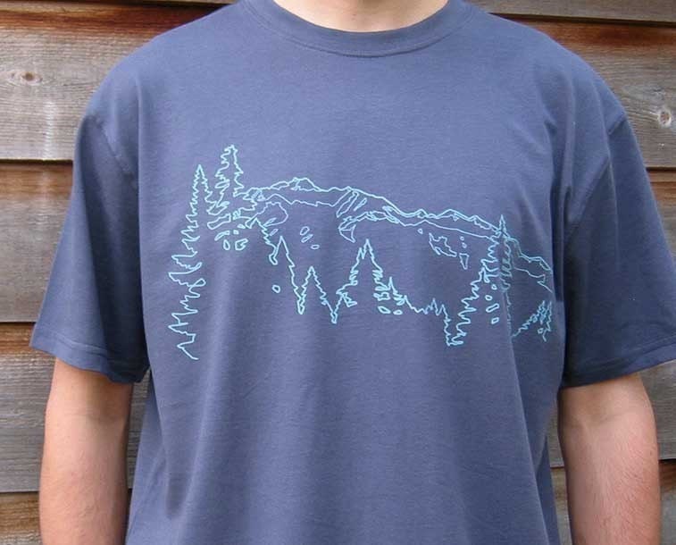 Organic Cotton Mens T shirt - Mountain Ridge - Blue - S M L XL 2XL