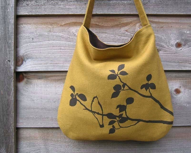 Hemp Bag with Songbird Organic Cotton Lining - Deep Gold Yellow, Mustard