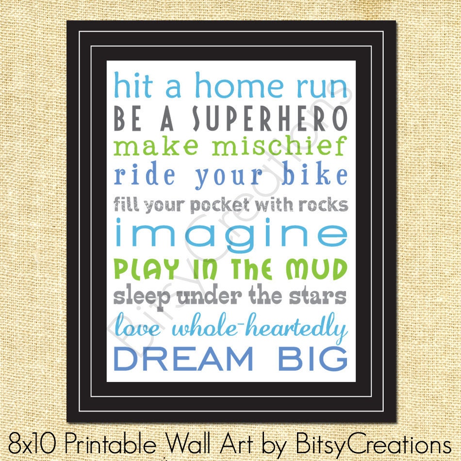 BOY Subway Art Printable Wall Art by BitsyCreations