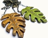 20% OFF SALE - Tropical Leaf Necklace - Its a Jungle Out There