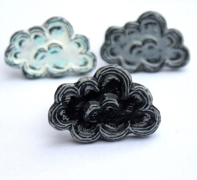 20% OFF SALE - White, Silver or Black Cloud Storm Cloud Ring - Mood Ring