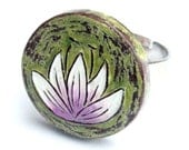 20% OFF SALE - Lavender and Olive Green Lotus Ring