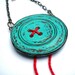Turquoise Button Necklace with Red Thread - Button Button Who's Got the Button