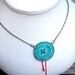 Turquoise Button Necklace with Red Thread - Button Button Who's Got the Button